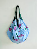 Origami sac bag , fabric reversible Japanese inspired bag , shoulder eco friendly bag | Pasadena