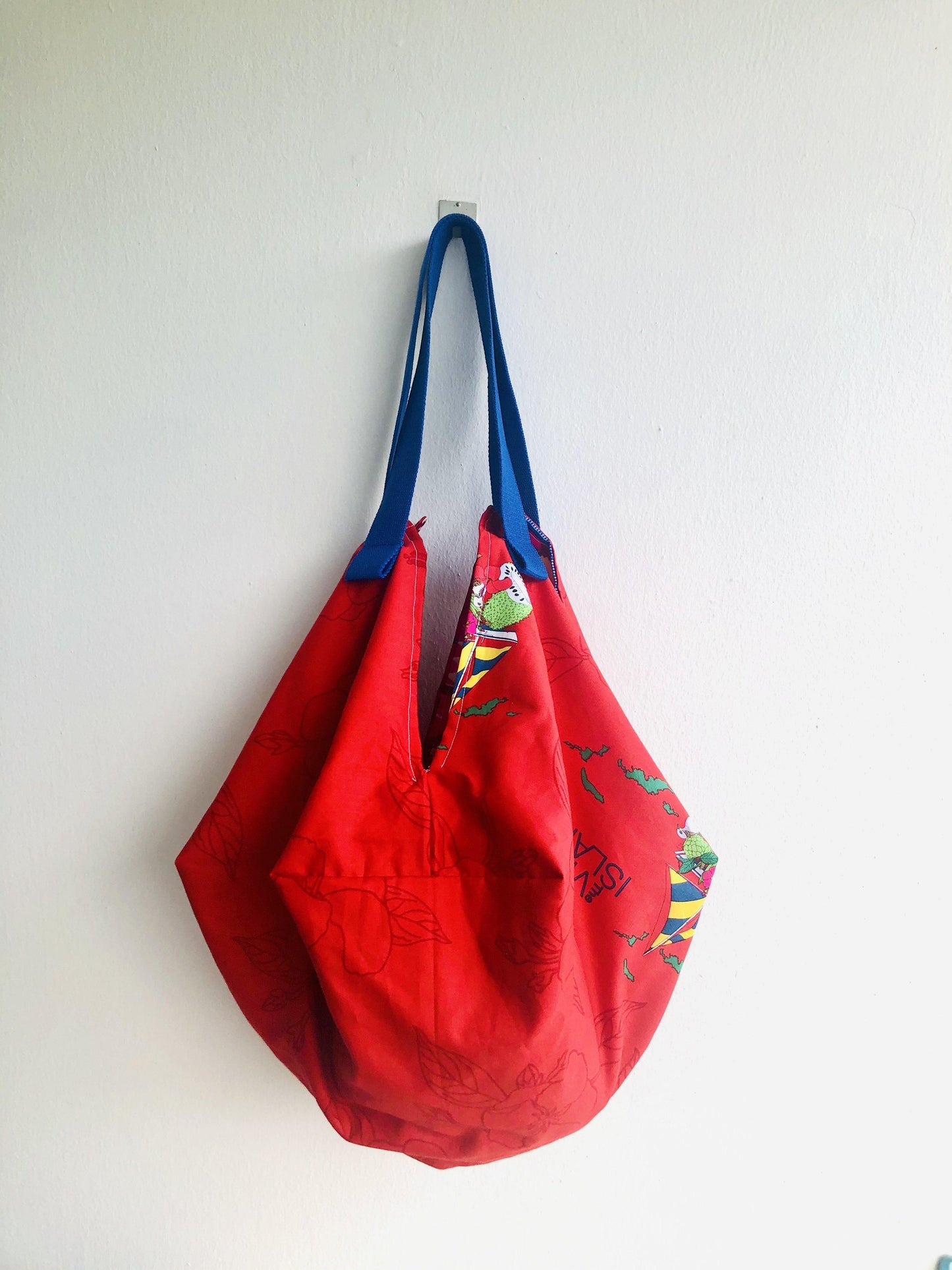 Origami sac bag , reversible shoulder bag , eco friendly colorful tote bag | Travelling in my dreams to the Virgin Islands - Jiakuma