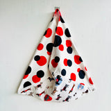 Origami bento bag , tote fabric shopping bag , shoulder eco friendly groceries bag | Polka dogs