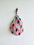 Small origami bag , knot fabric wrist bag , reversible Japanese inspired bag | la papaya