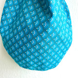 Origami small bag , Japanese inspired wrist bag , knot fabric bag | Blue waves with gold sparkles