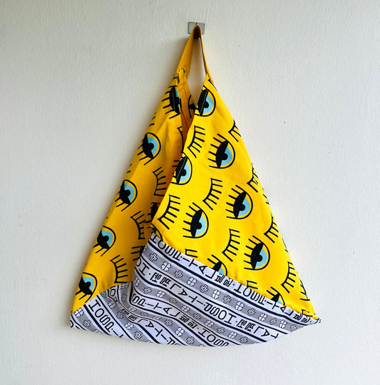 Origami bento bag , shoulder tote bag , eyes print originalbag , shopping eco friendly bag | Take an eye on me - Jiakuma