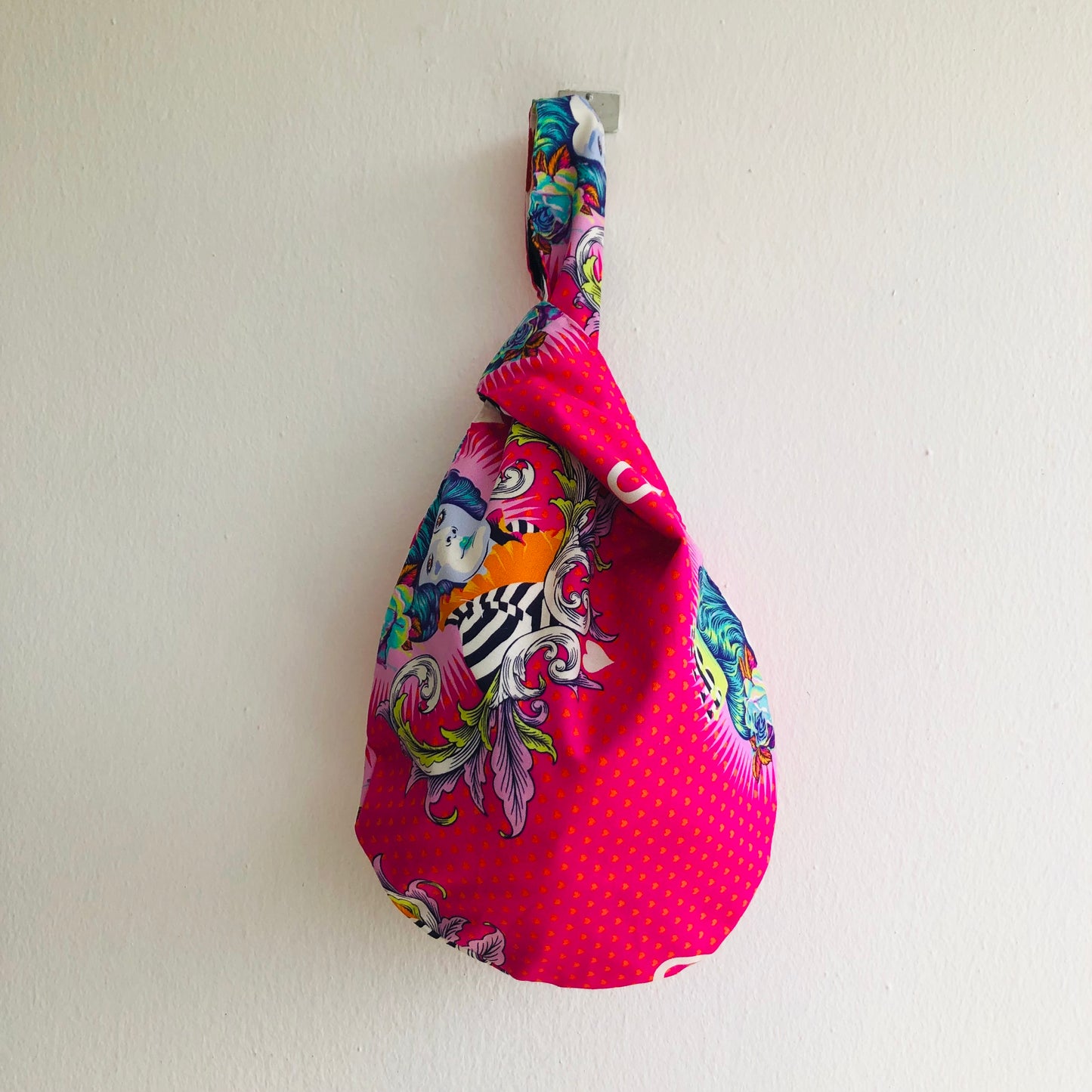 Wrist knot fabric bag , small Japanese inspired bag , colorful cute bag | If I lose my temper .. you lose your head