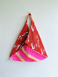 Origami bento bag , tote shoulder bag , colorful eco friendly triangle tote | Colorful sea waves