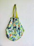 Sac origami bag , shoulder fabric bag , reversible eco Japanese inspired bag | Monkeys having fun on a summer day