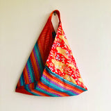 Colorful origami bento bag , shoulder fabric tote bag , Japanese inspired handmade bag | Sunset over Cambodia
