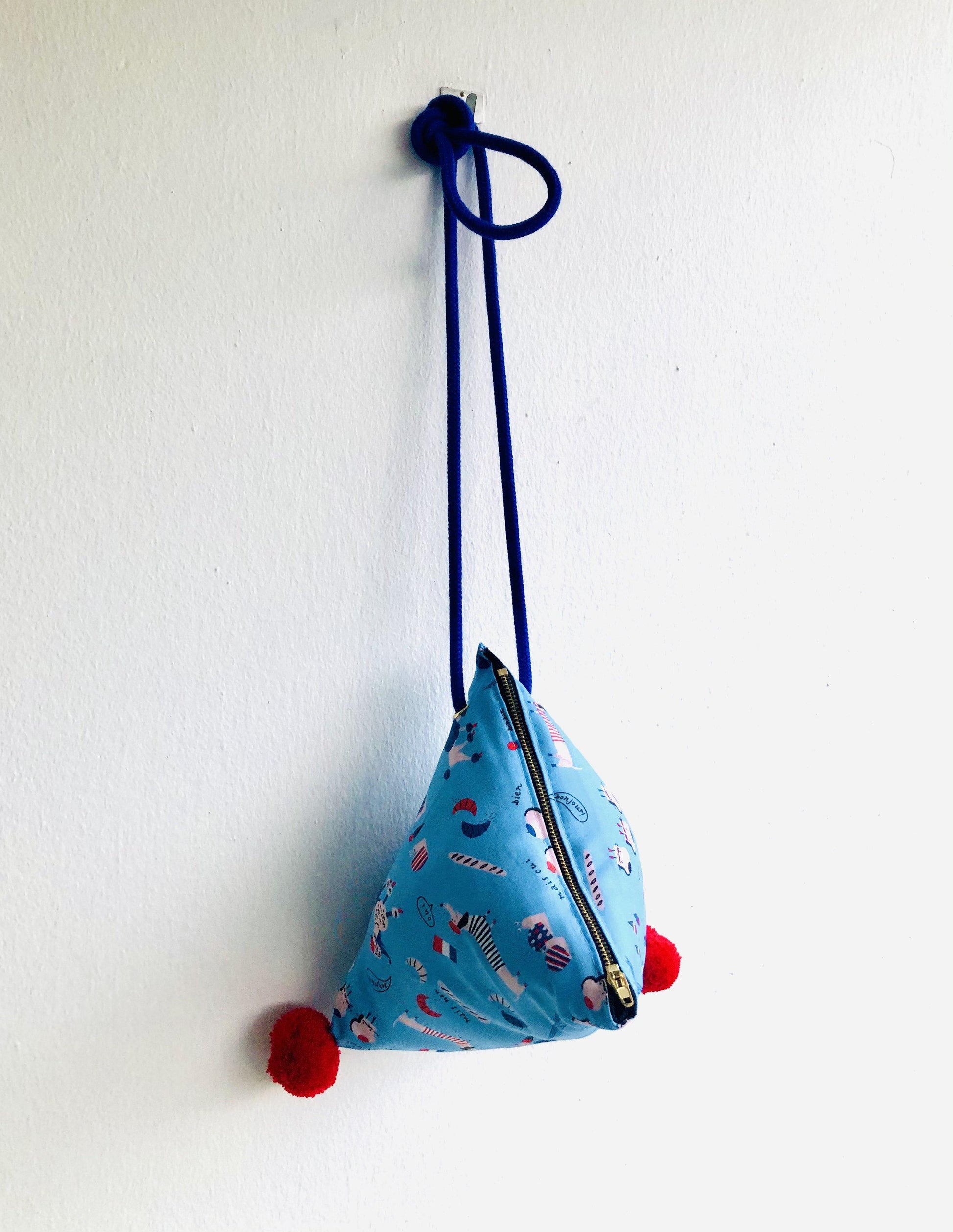 Origami dumpling bag , cute pom pom cord shoulder bag | Going to Paris to buy some croissants - Jiakuma