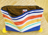 Cool summer fabric big clutch , laptop sleeve colorful fun bag , pom pom bag | La playa de Cadaques - Jiakuma