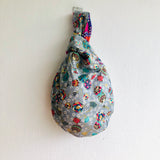 Cute and colorful wrist bag , reversible knot bag , Japanese inspired summer bag , reversible handmade small bag | Jalisco