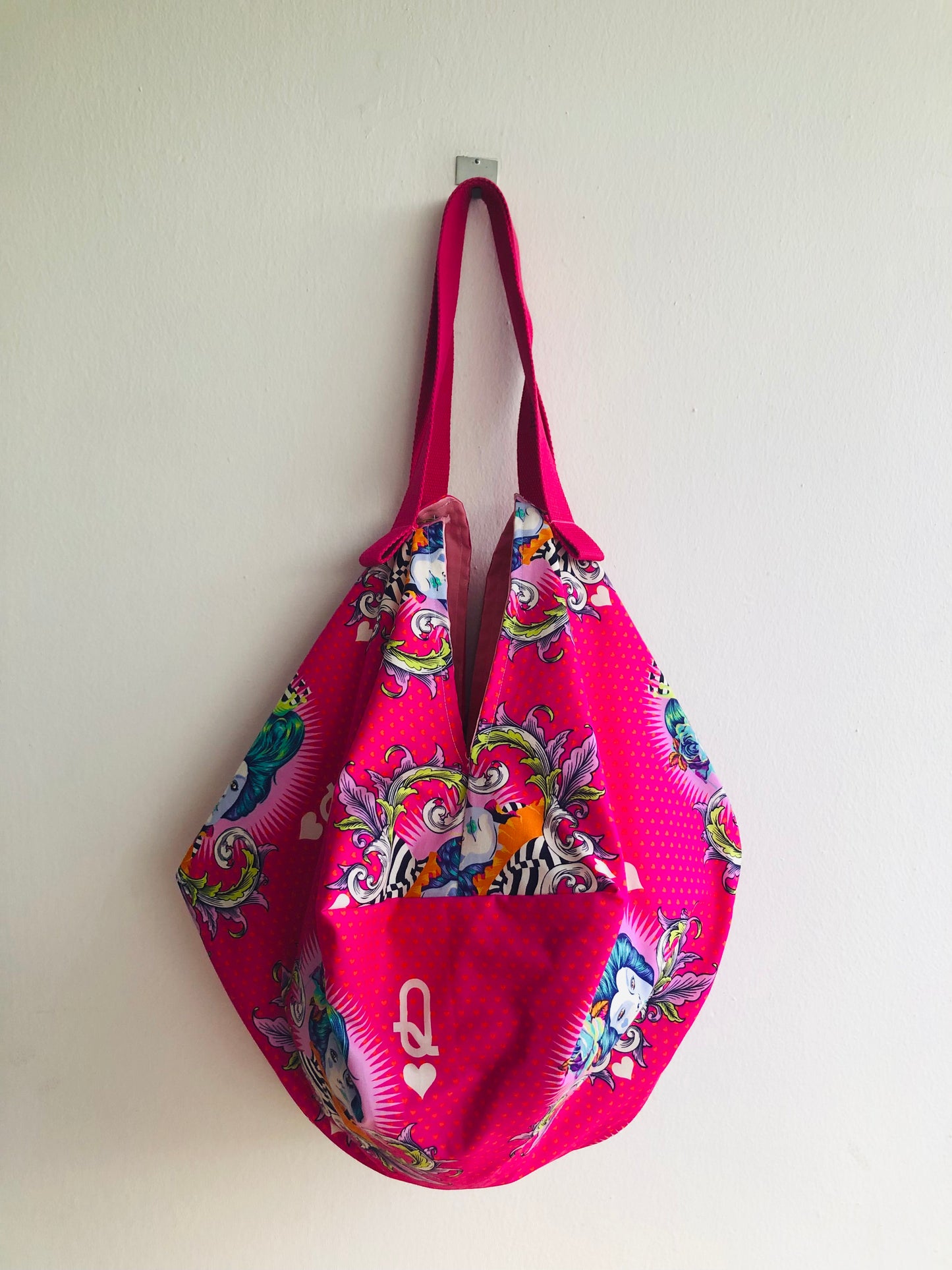 Bolso origami, bolso reversible de tela, bolso de inspiración japonesa | La reina de corazones preparándose para la hora del té