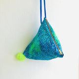 Colorful pom pom bag , shoulder origami triangle bag , fun eco friendly easy to carry bag | To the universe and beyond - Jiakuma