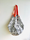 Sac origami bag , shoulder Japanese inspired bag , reversible eco friendly shopping bag | New York City lights