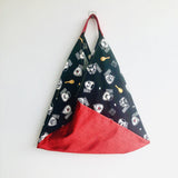 Origami tote bag , shoulder bento bag , Japanese inspired eco bag | Sushi chefs on a red galaxy - Jiakuma