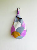 Origami knot bag , small wrist fabric bag , reversible Japanese inspired bag | The magic of prismas