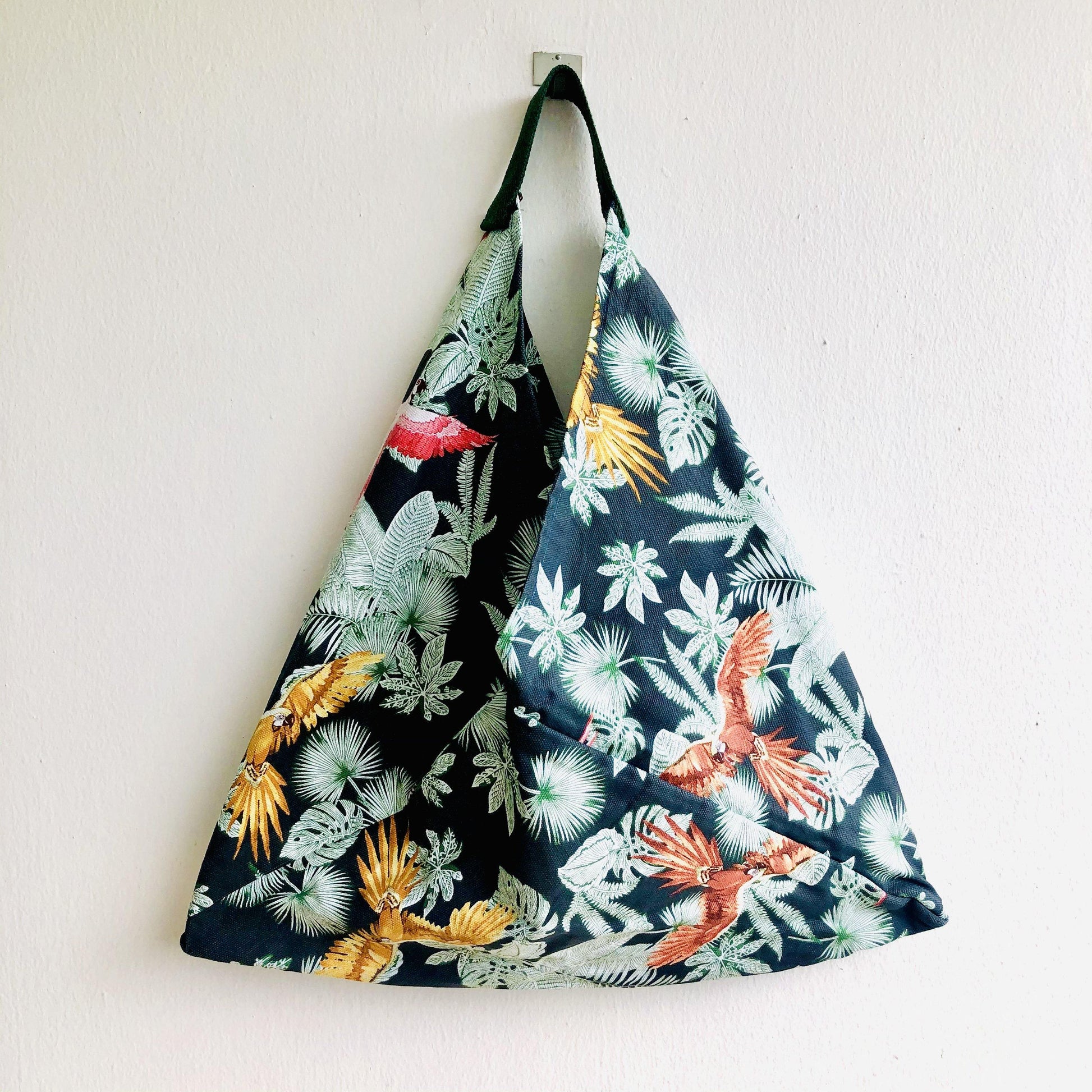 Origami tote bag , shoulder origami bento bag , eco friendly shopping bag | Tropical birds - Jiakuma