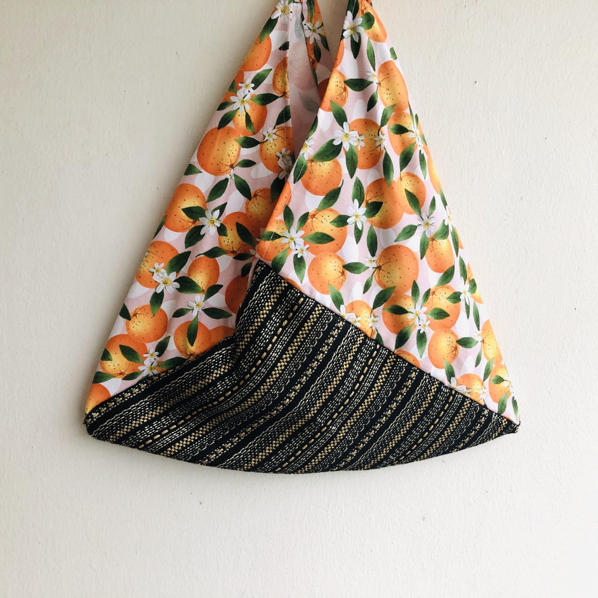 Origami bento bag , triangle tote Japanese inspired bag | Sicilian Oranges & Gold - Jiakuma