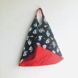 Origami tote bag , shoulder bento bag , Japanese inspired eco bag | Sushi chefs on a red galaxy - Jiakuma