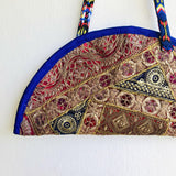 Handmade Indian embroidery textile bag , shoulder rigid semicircle bag | Jaipur - Jiakuma