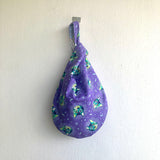 Small cute Japanese inspired bag , origami knot bag , reversible fabric wrist bag | Galaxy cats