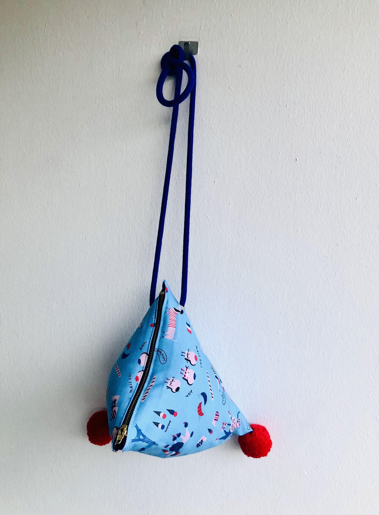 Origami dumpling bag , cute pom pom cord shoulder bag | Going to Paris to buy some croissants - Jiakuma