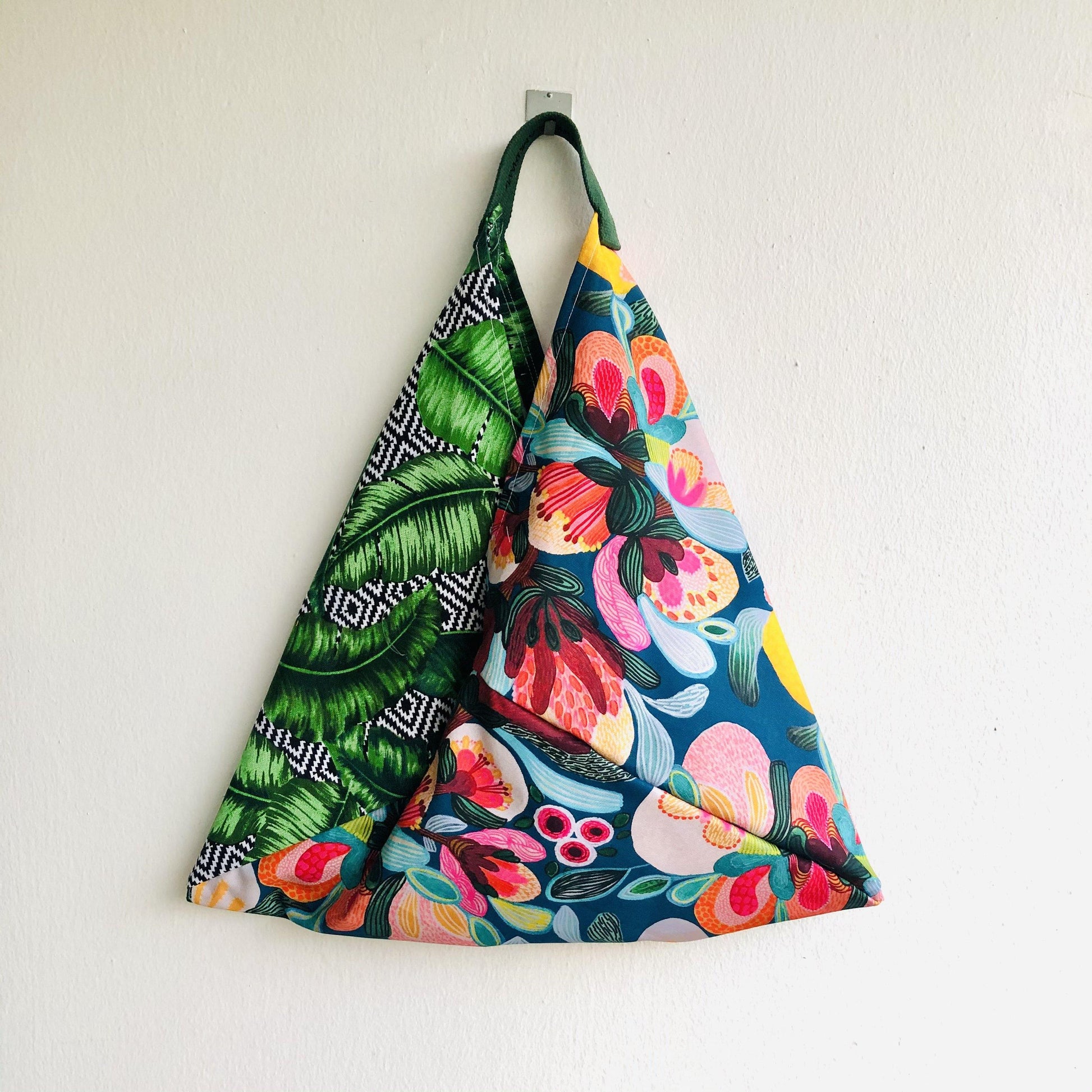 Tote triangle origami bag , handmade ooak colorful bento bag | It’s a tropical paradise - Jiakuma