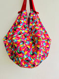 Origami sac bag , reversible Japanese inspired fabric bag , colorful groceries eco friendly bag | Jollie bean