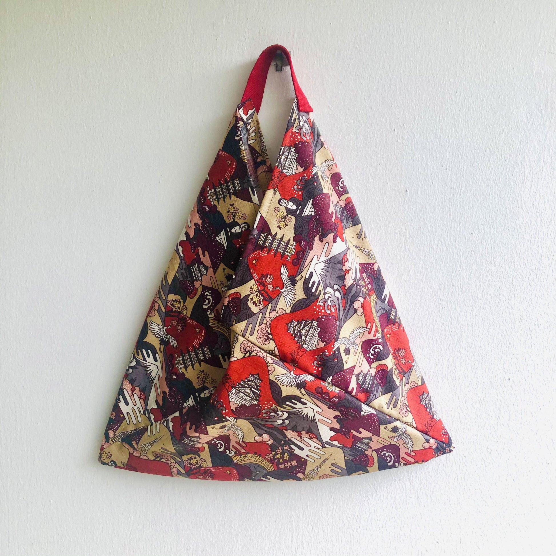 Bento tote bag , origami shoulder bag, colorful eco friendly bag | Red mountains - Jiakuma