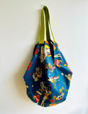 Origami sac bag , reversible fabric bag , Japanese inspired bag , colorful fun eco friendly shoulder bag | All or nothing