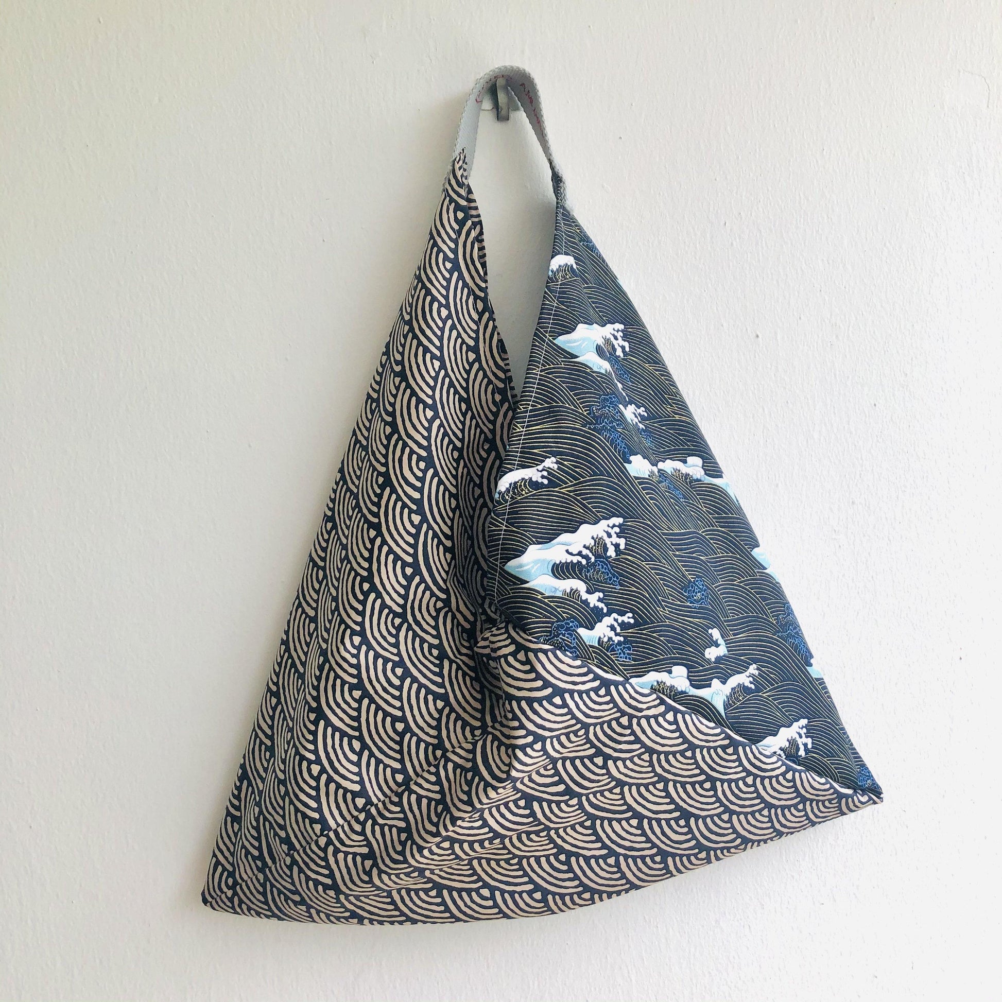 Tote triangle bag , Japanese fabric origami bag , eco friendly shoulder bag | The sea at dawn in Japan - Jiakuma