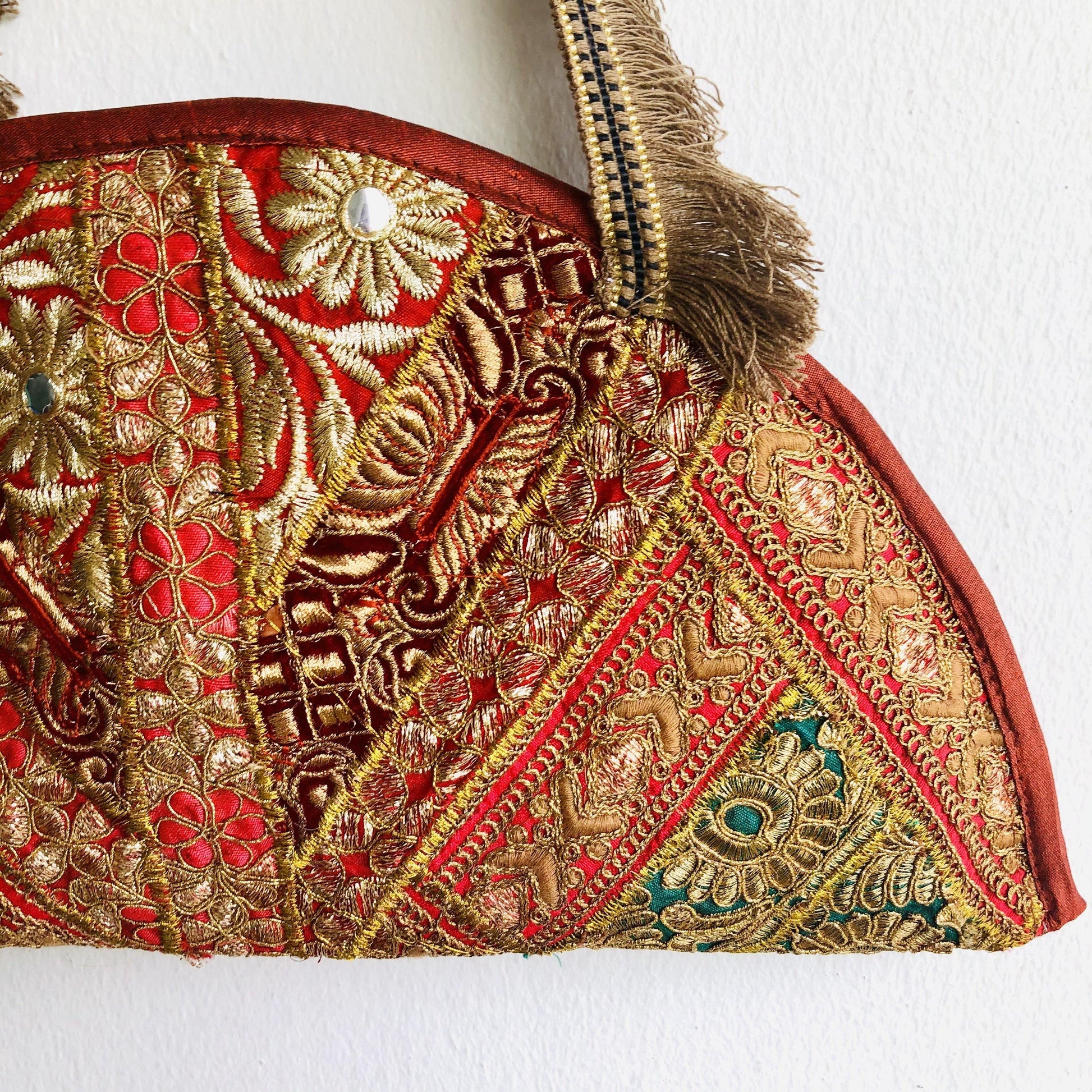 Curry puff shape bag , handmade original shoulder embroidery bag , textile eco friendly bag | Chennai - Jiakuma