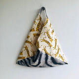 Origami bento bag , triangle fabric shoulder bag , Japanese inspired bag | The Leopard