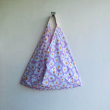 Origami bento bag , triangle tote fabric bag , eco friendly shoulder bag | Fried eggs
