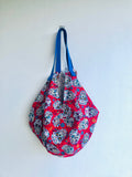 Origami sac bag , colorful reversible fabric bag , eco friendly shoulder shopping bag | Dia de los muertos