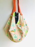 Origami sac shoulder bag , reversible eco friendly bag , cool fabric sac bag |  Can you buy me a teh please ? - Jiakuma