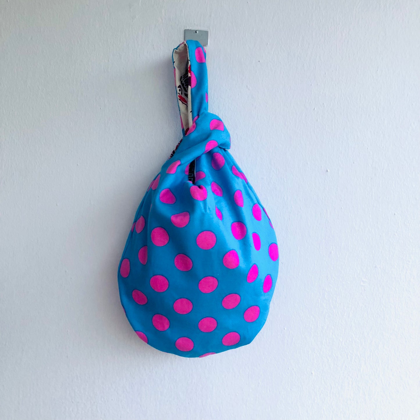 Bolso de nudo pequeño, bolso de muñeca de inspiración japonesa, bolso de tela vintage reversible con serigrafía | Un jardín en Shanghái