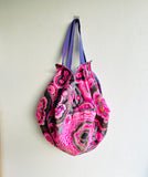 Shoulder origami reversible bag , Japanese inspired sac bag , eco friendly shopping sac bag | Dye the world in pink tones