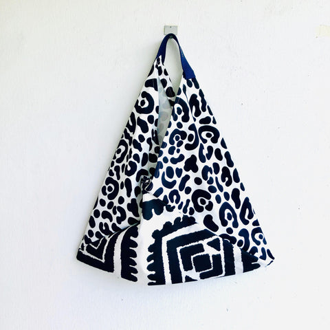Origami bento bag , shoulder tote bag , eco friendly shopping bag | Black & white textures - Jiakuma