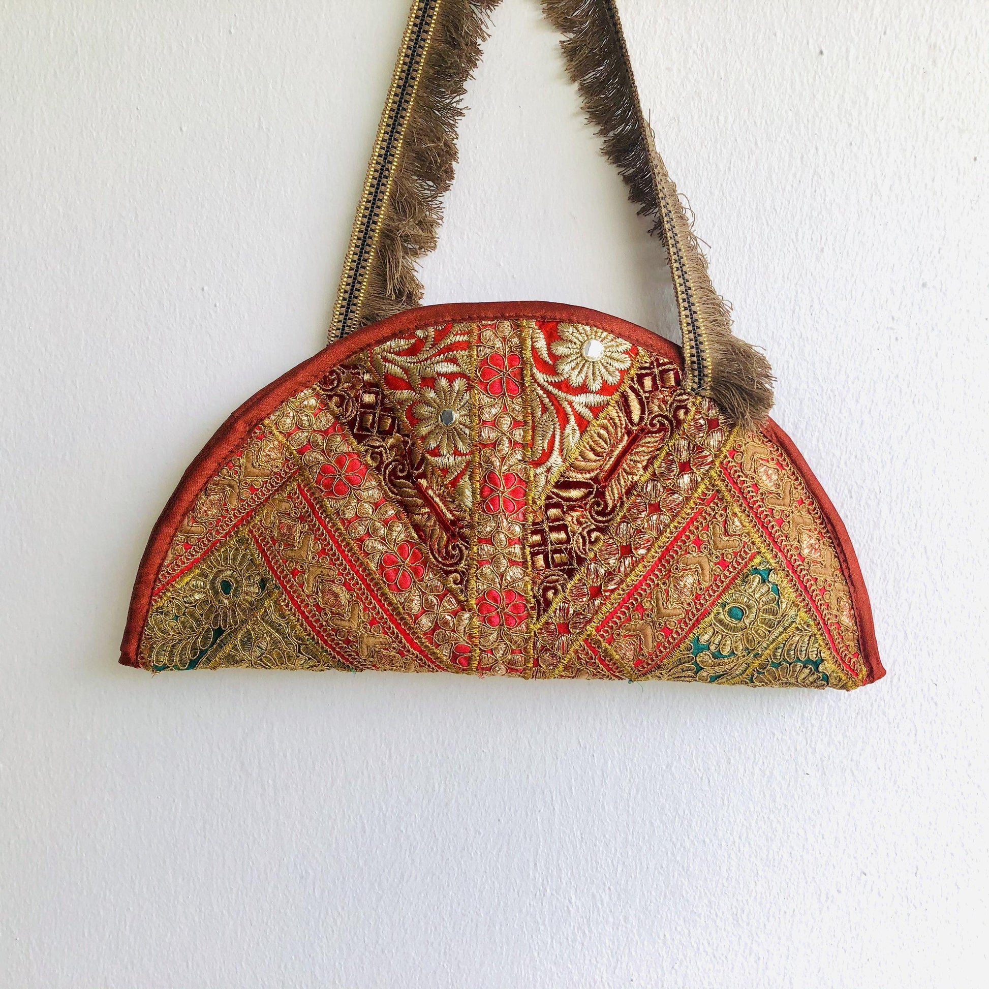 Curry puff shape bag , handmade original shoulder embroidery bag , textile eco friendly bag | Chennai - Jiakuma