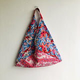 Origami bento bag , shoulder tote bag , shopping tote triangle bag | koi fish swimming at spring in Tokio - Jiakuma