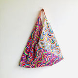 Shoulder tote bag , origami bento bag , fabric triangle eco bag | Rainbows - Jiakuma
