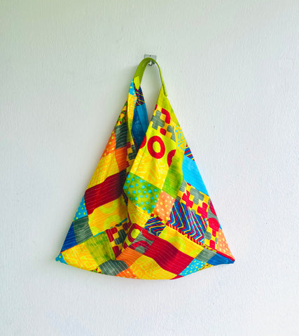 Origami bento bag , colorful tote bag , triangle jaoansss inspired shoulder tote bag | Yellow fields
