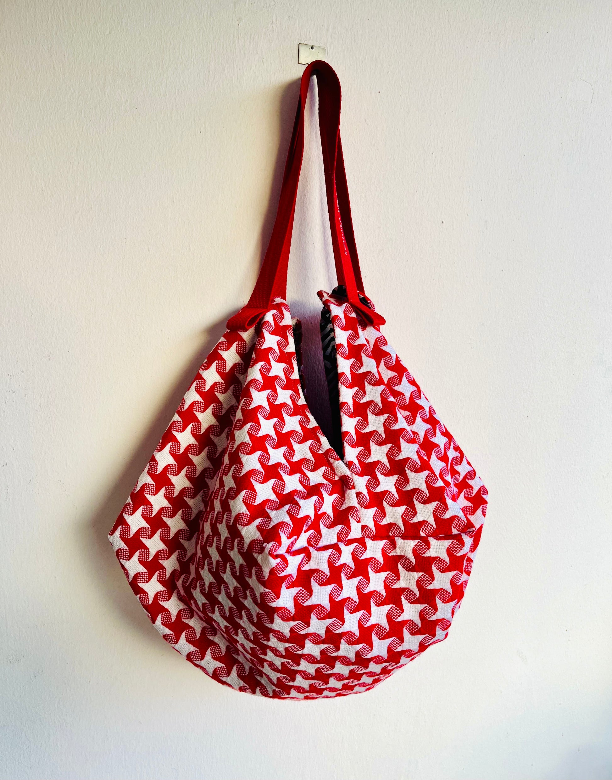 Origami sac bag , reversible fabric red bag , shoulder origami japanese inspired evo bag | Rosso - Jiakuma