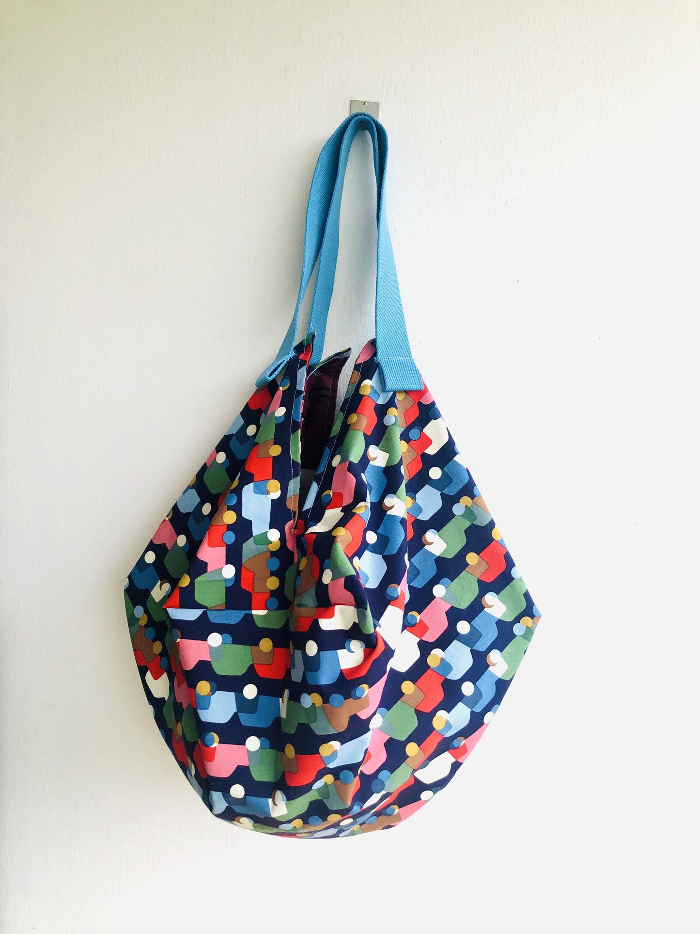 Origami sac bag , reversible fabric shoulder bag , handmade colorful Japanese inspired bag | Colorful traffic jam - Jiakuma