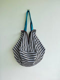 Japanese sac bag , origami fabric shoulder bag , reversible geometric bag | Monochrome & bright