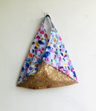 Unique bento origami bag , cool shoulder bento bag , cork tote bag | Gold cork & painter’s palette - Jiakuma
