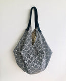 Japanese inspired bag , Japanese wave print fabric handmade sac bag , reversible eco bag | Waves & Gold - Jiakuma