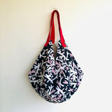 Sac origami bag , reversible Japanese inspired bag , eco friendly fabric shopping bag | Forest with geometries