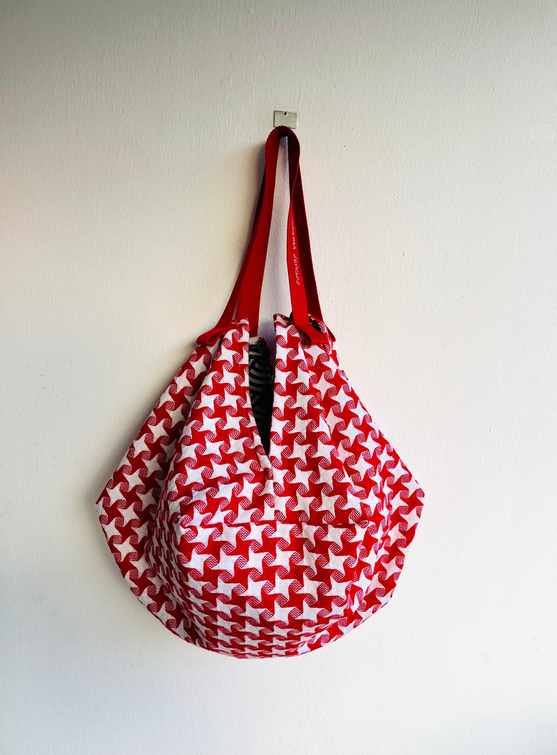 Origami sac bag , reversible fabric red bag , shoulder origami japanese inspired evo bag | Rosso - Jiakuma