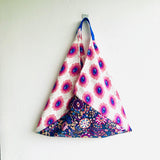 Origami bento bag , shoulder tote bag , handmade Japanese inspired bag | Flower eyes looking at a beautiful art nouveau garden - Jiakuma