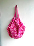 Origami sac bag , shoulder Japanese eco friendly bag , reversible fabric sac | Pink universe